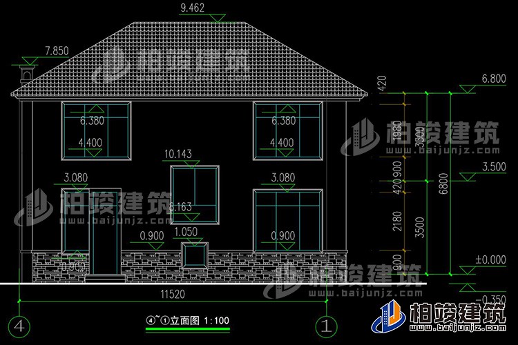 背立面图